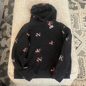 Nike Black Hoodie with Red and White Logos